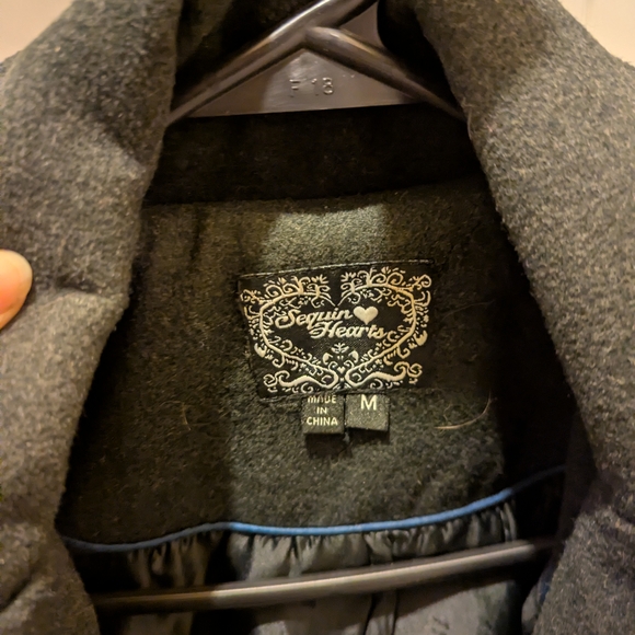 Sequin Hearts Black Double-Breasted Pea Coat - Picture 2 of 3